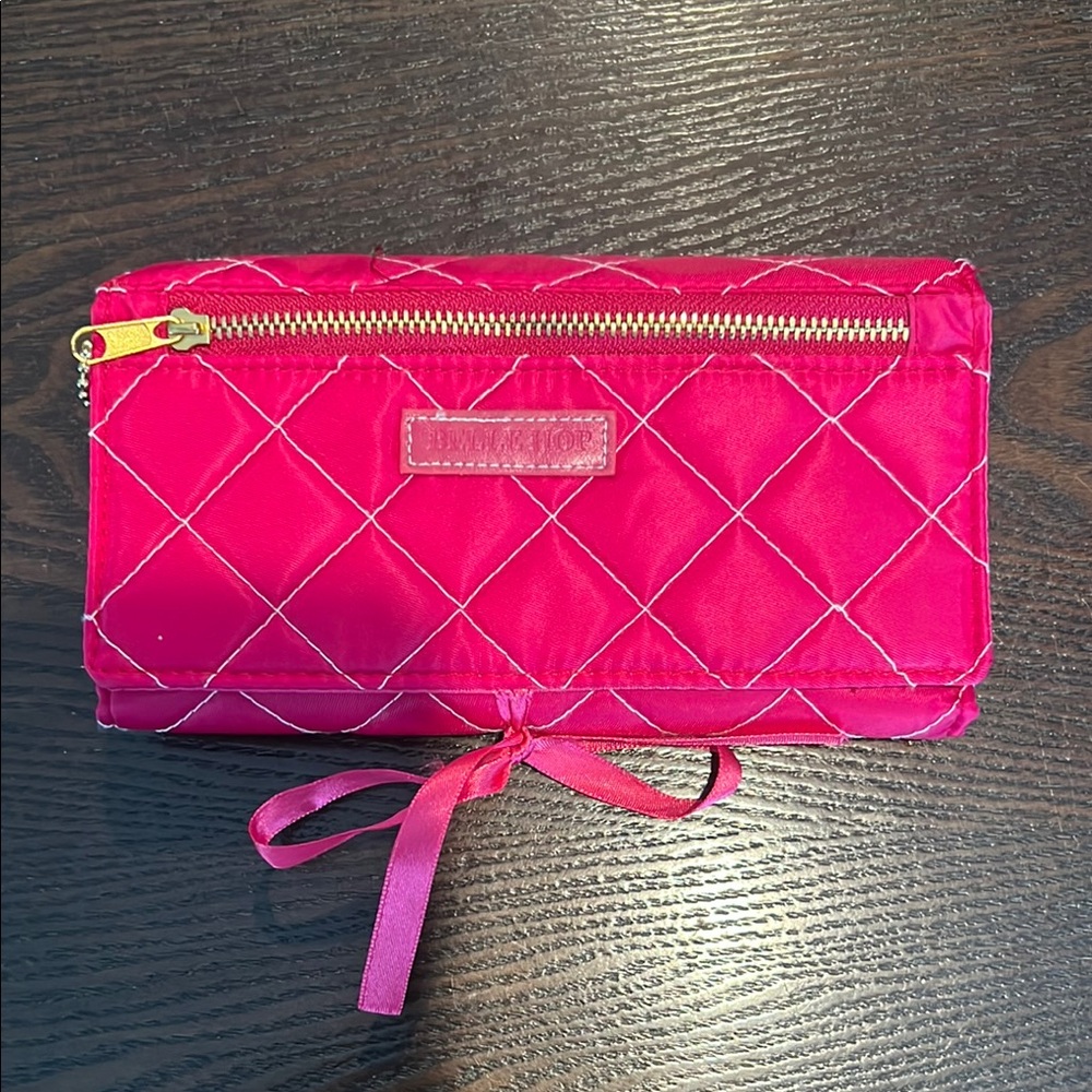 Vibrant Pink Quilted Travel Jewelry Bag